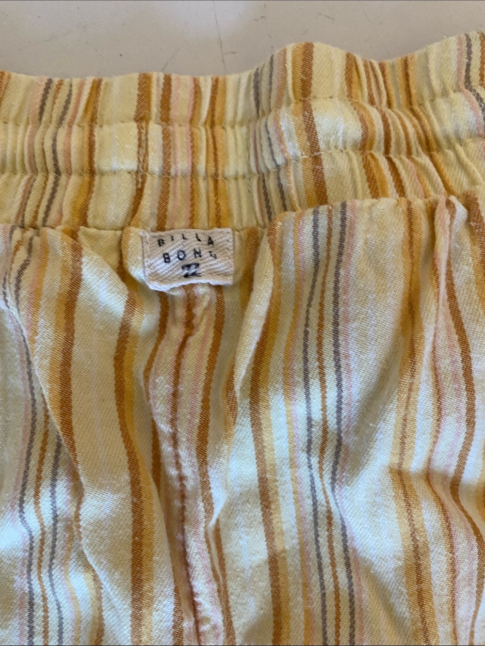 Women's Yellow Striped Drawstring Athletic Shorts - Picture 3 of 4